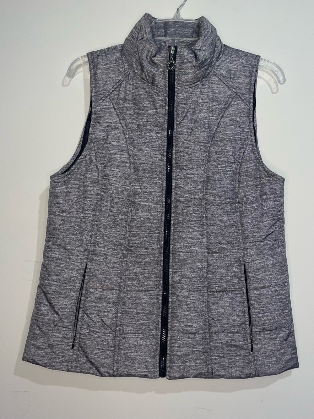 The Savile Row Co. Heather Grey M Zip Front Pockets Puffer Vest